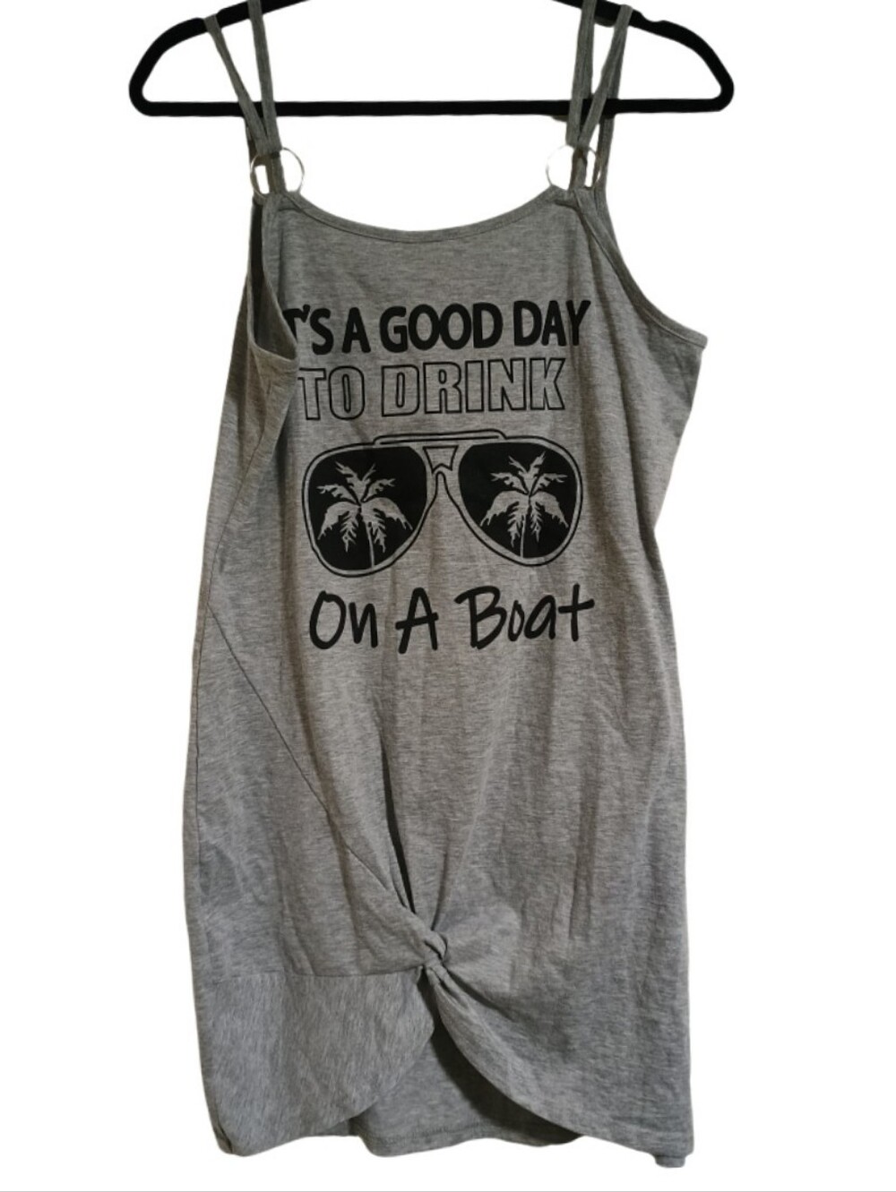 Gray Graphic Tank Top - 'It's A Good Day To Drink On A Boat'